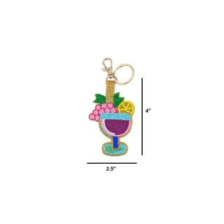 Beaded Cocktail Glass Keychain Bag Charm - Simply Sunflowers