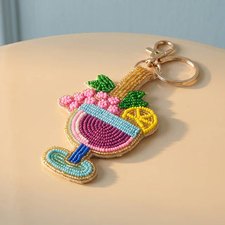 Beaded Cocktail Glass Keychain Bag Charm - Simply Sunflowers