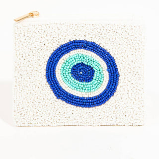 Beaded Evil Eye Zip Top Coin Pouch - Simply Sunflowers