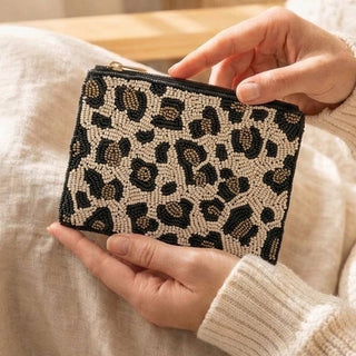 Beaded Leopard Print Coin Purse - Simply Sunflowers