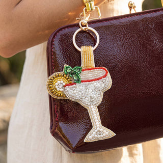 Beaded Margarita Glass Keychain Bag Charm - Simply Sunflowers