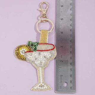Beaded Margarita Glass Keychain Bag Charm - Simply Sunflowers