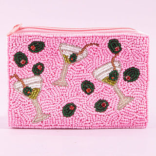 Beaded Martini And Olive Coin Pouch - Simply Sunflowers