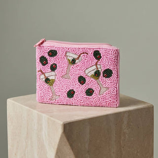 Beaded Martini And Olive Coin Pouch - Simply Sunflowers