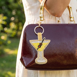 Beaded Martini Cocktail Keychain Bag Charm - Simply Sunflowers