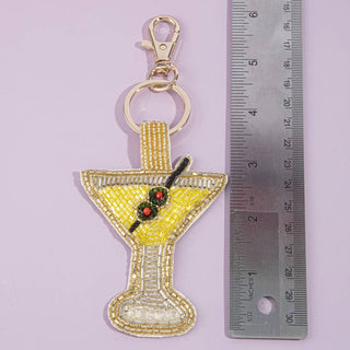 Beaded Martini Cocktail Keychain Bag Charm - Simply Sunflowers