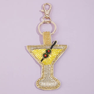 Beaded Martini Cocktail Keychain Bag Charm - Simply Sunflowers