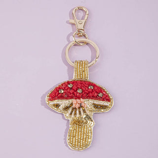 Beaded Mushroom Crystal Keychain Bag Charm - Simply Sunflowers