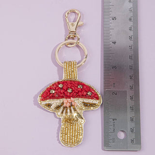 Beaded Mushroom Crystal Keychain Bag Charm - Simply Sunflowers