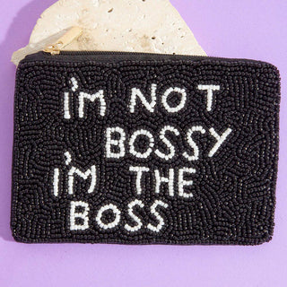 Beaded Not Bossy The Boss Slogan Coin Pouch - Simply Sunflowers