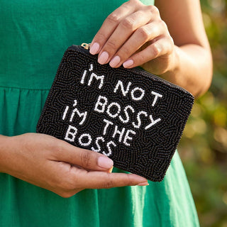 Beaded Not Bossy The Boss Slogan Coin Pouch - Simply Sunflowers