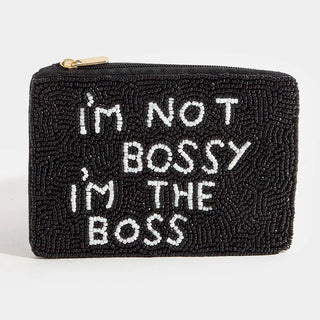 Beaded Not Bossy The Boss Slogan Coin Pouch - Simply Sunflowers