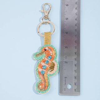 Beaded Seahorse Crystal Keychain Bag Charm - Simply Sunflowers
