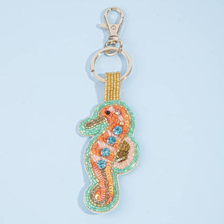 Beaded Seahorse Crystal Keychain Bag Charm - Simply Sunflowers
