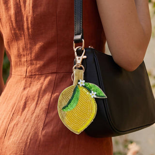 Beaded Sequin Lemon Keychain Bag Charm - Simply Sunflowers