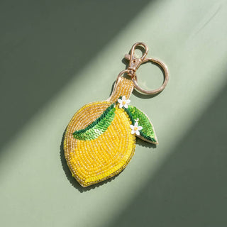 Beaded Sequin Lemon Keychain Bag Charm - Simply Sunflowers