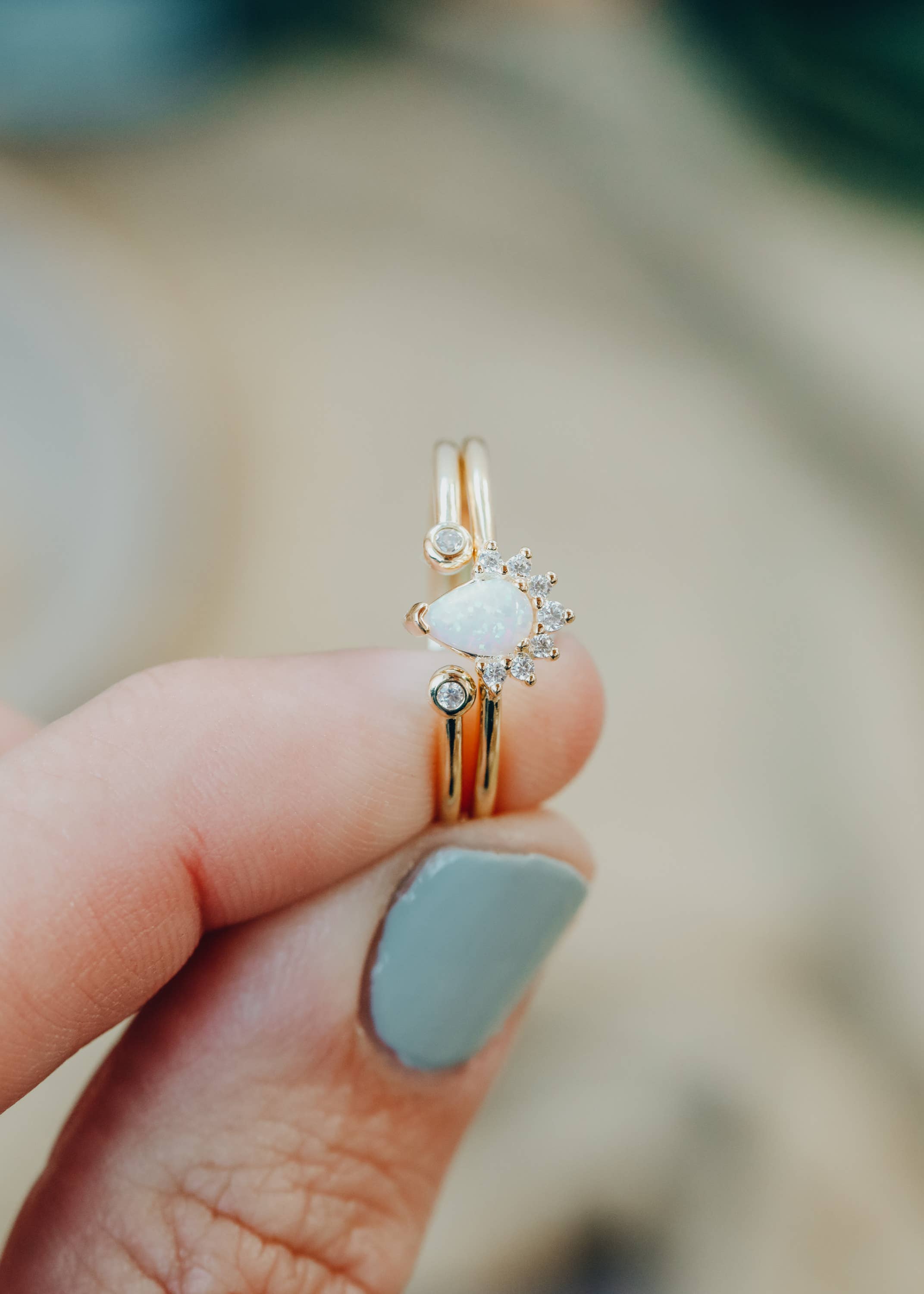 Opal Burst Gold Ring
