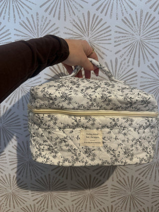 Black and White Floral Make Up Bag - Simply Sunflowers