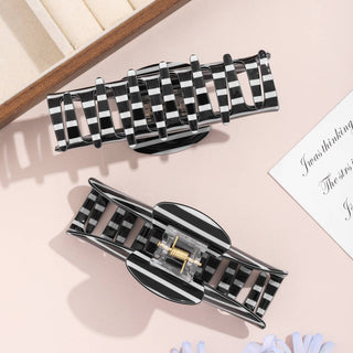 Black & White Horizontal Stripe Hair Claw Clip - Simply Sunflowers