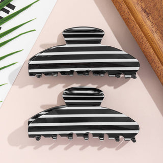 Black & White Horizontal Stripe Hair Claw Clip - Simply Sunflowers