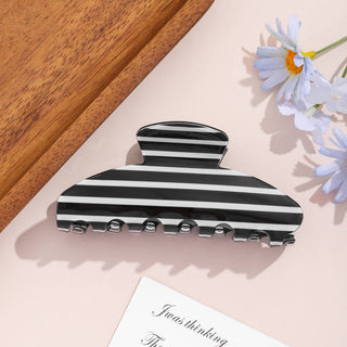 Black & White Horizontal Stripe Hair Claw Clip - Simply Sunflowers