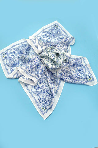 Blue Floral Silk Scarf - Simply Sunflowers