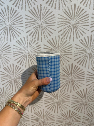 Blue Gingham Koozie - Simply Sunflowers