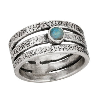 Blue Light Labradorite and Sterling Silver Band Ring - Simply Sunflowers