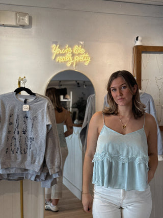 Blue Skies Lace Tank Top - Simply Sunflowers