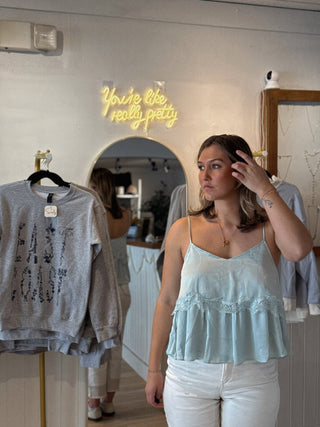 Blue Skies Lace Tank Top - Simply Sunflowers