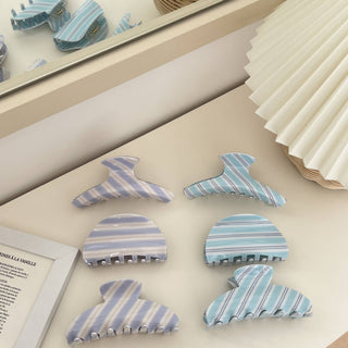 Blue Stripes Claw Clip - Simply Sunflowers