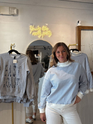 Blueberry Striped Mockneck - Simply Sunflowers