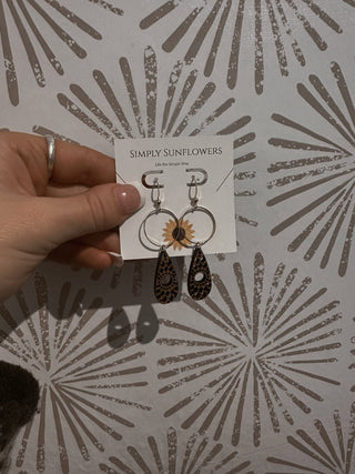 Boho Wooden Earrings - Simply Sunflowers