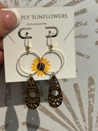 Boho Wooden Earrings - Simply Sunflowers