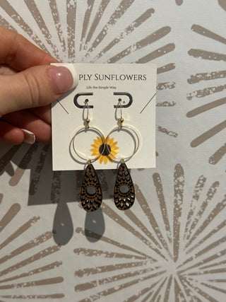 Boho Wooden Earrings - Simply Sunflowers