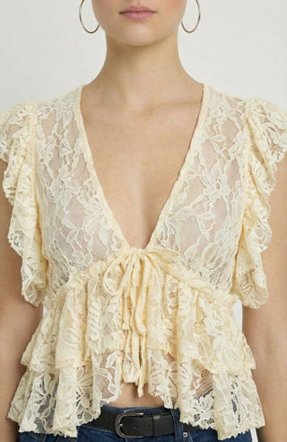 Boots Up Lace Top - Simply Sunflowers