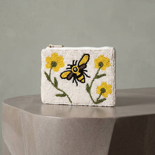 Bumble Bee Flowers Beaded Coin Pouch - Simply Sunflowers