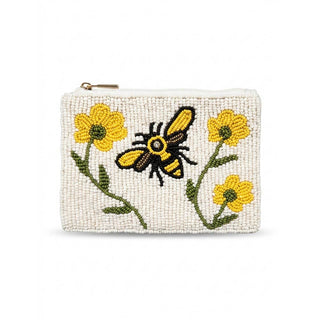 Bumble Bee Flowers Beaded Coin Pouch - Simply Sunflowers