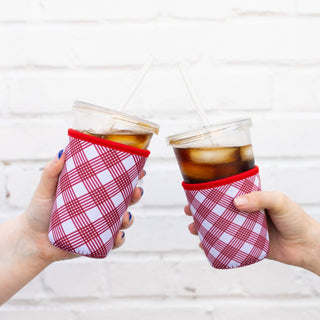 Burgundy Plaid Koozie - Simply Sunflowers