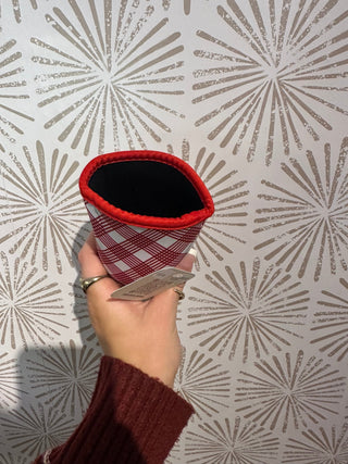 Burgundy Plaid Koozie - Simply Sunflowers