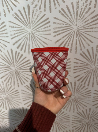 Burgundy Plaid Koozie - Simply Sunflowers