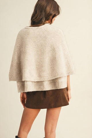 Button Front Tiered Knit Capelet - Simply Sunflowers