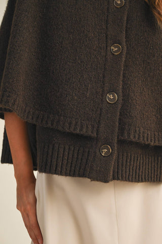Button Front Tiered Knit Capelet - Simply Sunflowers