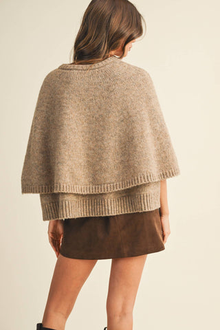 Button Front Tiered Knit Capelet - Simply Sunflowers