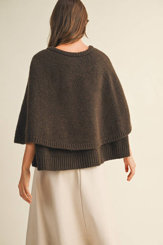 Button Front Tiered Knit Capelet - Simply Sunflowers