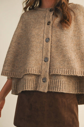 Button Front Tiered Knit Capelet - Simply Sunflowers