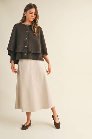 Button Front Tiered Knit Capelet - Simply Sunflowers