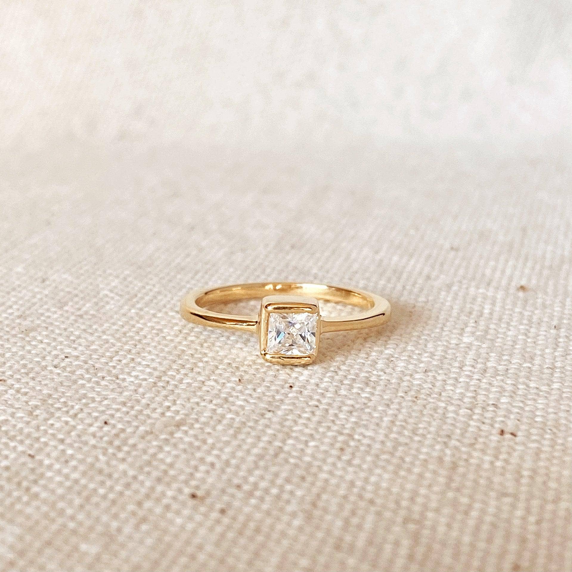 Gold Square Diamond Ring