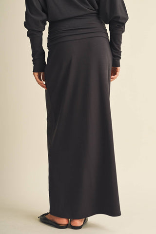 Ruched Waistband Jersey Knit Skirt