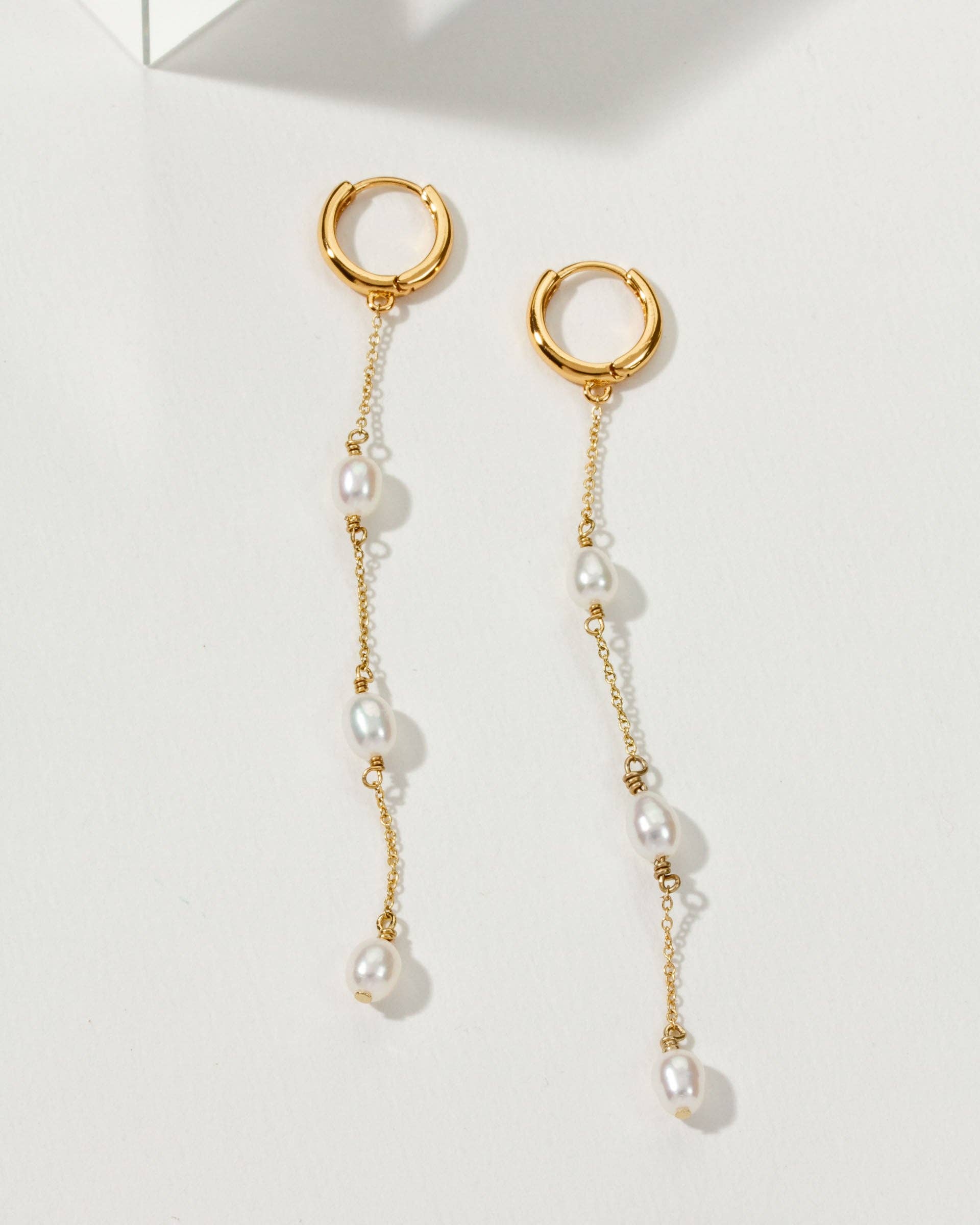 Stacked Pearl Huggie Hoop Earring